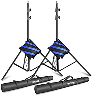 Neewer Light Stands 10 Feet/3 Meters, Pro Heavy Duty Spring Cushioned, All Metal Locking Collars, Set of 2 (Black Finish) with Carry Bags and Sandbags for Photo Video Photography HTC Vive, etc