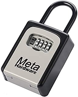META Hardware Wall Mount Outside House Key Storage Lock Box With Removable Shackle, Combo Door Locker, 4-Digit Combination, 5 Key Capacities, Resettable Code