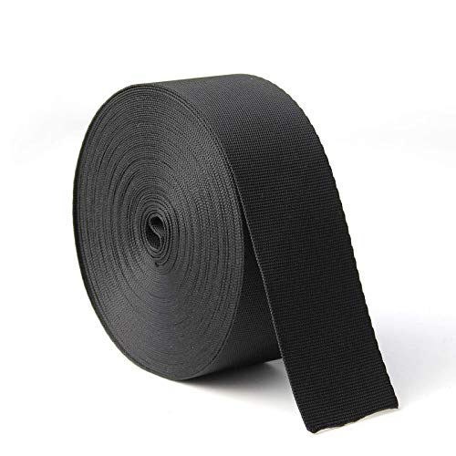 JIAKAI 1.5 Inch Wide 10 Yards Nylon Heavy Duty Webbing StrapPolypropylene Heavy Straps for Bags, Hammocks, Outdoor Climbing and DIY Making Luggage Strap, Pet Collar, Backpack RepairingBlack