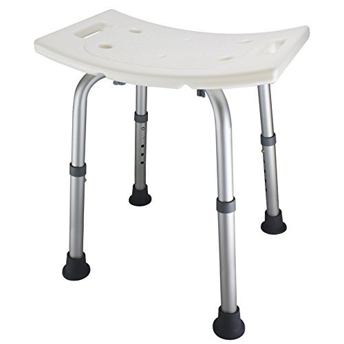 Ez2care Shower Bench Bath Seat Chair, Adjustable Height from 12.5 to 18 inch with Durable Aluminum Legs for Elderly, Senior, Handicap and Disabled, Perfect for Small Size Bathtub