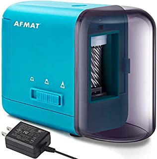 AFMAT Colored Pencil Sharpener, Electric Pencil Sharpener for Colored Pencils(6-8mm), Fast Sharpen with Adapter, 3 Settings, Portable Pencil Sharpener for Kids, Battery Operated Pencil Sharpener