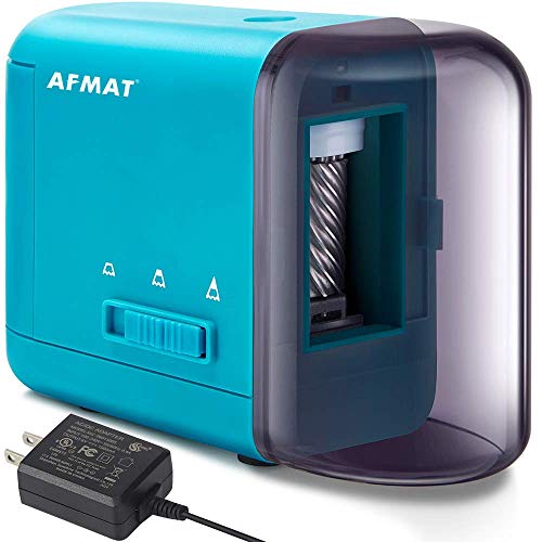 AFMAT Colored Pencil Sharpener, Electric Pencil Sharpener for Colored Pencils(6-8mm), Fast Sharpen with Adapter, 3 Settings, Portable Pencil Sharpener for Kids, Battery Operated Pencil Sharpener