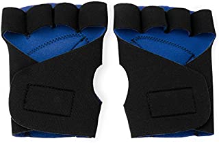 Crown Sporting Goods Half Finger Padded Cycling Gloves, Non-Slip & Shock Absorbing, Road Bike, Bicycle, Motorcycle Accessories (Blue)