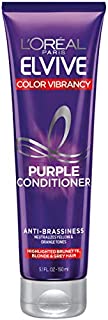 L'Oreal Paris Elvive Color Vibrancy Anti-Brassiness Purple Conditioner for Color Treated Hair, neutralizes Yellow and Orange Tones, Highlighted Brunette, Blonde and Grey Hair, 5.1 Fl; Oz