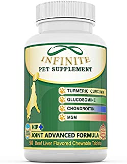 All-Natural Hip & Joint Supplement for Dogs - with Glucosamine, Chondroitin, MSM, and Organic Turmeric - Supports Healthy Joints in Large & Small Canines - 90 Servings