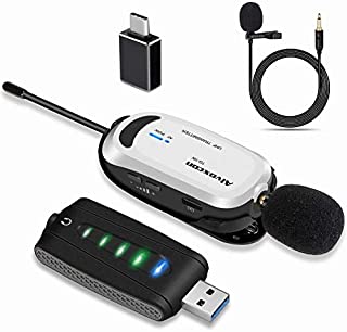 Wireless Lapel Microphone for Computer, Alvoxcon USB Lavalier Mic System Compatible with MacBook, PC, Laptop, Zoom Teaching, Podcasting, Vlog, YouTube Video, Conference, Vocal Recording