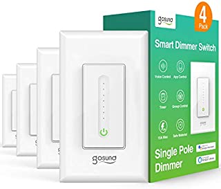 Gosund Smart Dimmer Switch, WiFi Smart Light Switch Work with Alexa and Google Home, 4 Pack, Single-Pole, Remote Control, No Hub Required, Etl and Fcc Listed