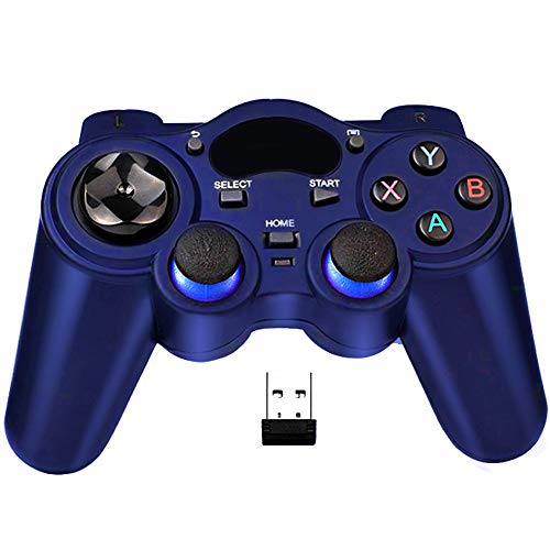 USB Wireless Gaming Controller Gamepad for PC/Laptop Computer(Windows XP/7/8/10) & PS3 & Android & Steam (Blue)