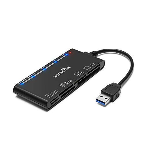 Rocketek USB 3.0 Memory Card Reader/Writer for CF Card, xD Card, SD Card, Micro SD Card, MS Card, with a 13cm USB Cable design - 5 cards read simultaneously