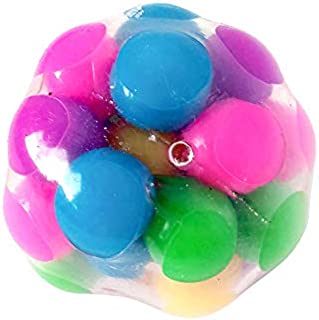 QILINXUAN Squishy Rainbow Stress Ball Fidget Toy with DNA Colorful Beads Inside Relieve Stress Anxiety Hand Exercise Tool for Kids Adults (Smooth Multicolor, 6cm)