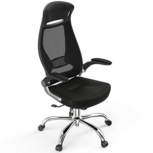 High-Back Computer Mesh Office Chair, NATRKE Swivel Ergonomic Task Chair with Adjustable Armrest, Desk Chair Home Office Chair, Executive Chair with Smooth Casters,Black