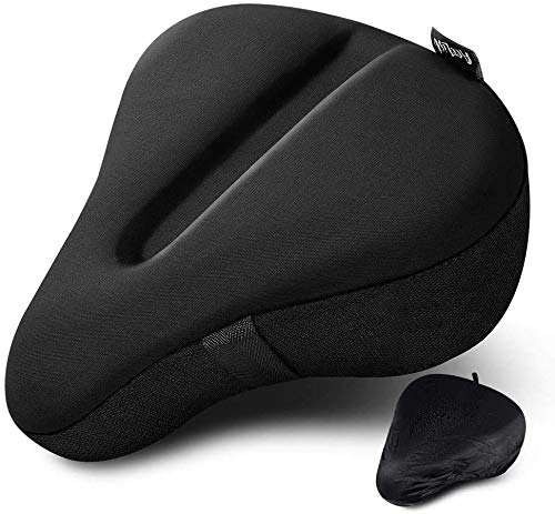 ACELIST Gel Bike Seat Cover Exercise Bike Seat Cushion Cover Pad- Extra Soft Gel Bicycle Seat for Woman and Man- Bike Saddle Cushion with Water&Dust Resistant Cover (Black)