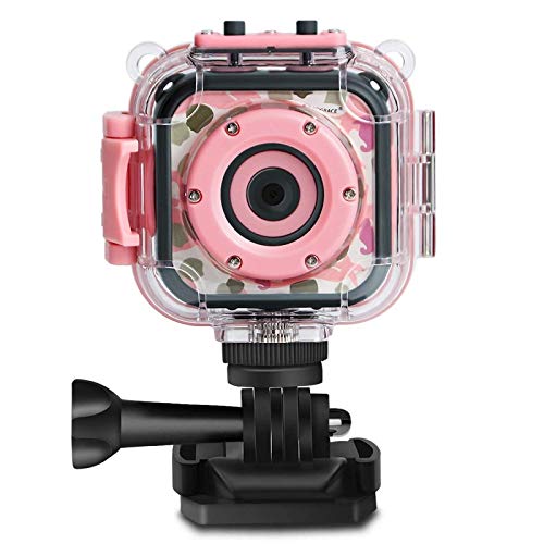 PROGRACE Children Kids Camera Waterproof Digital Video Camera HD Underwater Camera for Kids 1080P Camcorder DV Toddler Camera for Girls Birthday Learn Camera Toy 1.77'' LCD Screen (Pink)