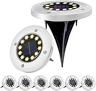 HiSolar 12 LED Solar Ground Lights 8 Pack Solar Garden Lights Outdoor Disk Lights Waterproof In-Ground Outdoor Landscape Lighting for Lawn Patio Pathway Yard Walkway Flood Light Deck