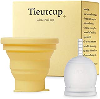 Tieutcup Menstrual Cup - Size Large (42ml) + Collapsible Sterilizer Cup - FDA Registered - Heavy Flow - Reusable Medical-Grade Silicone Period Cup