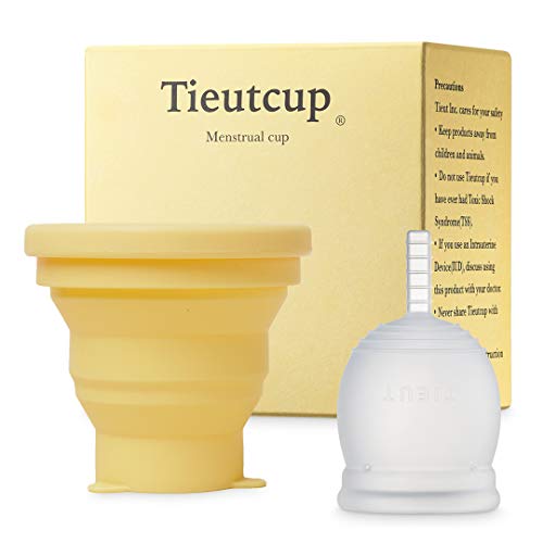 Tieutcup Menstrual Cup - Size Large (42ml) + Collapsible Sterilizer Cup - FDA Registered - Heavy Flow - Reusable Medical-Grade Silicone Period Cup