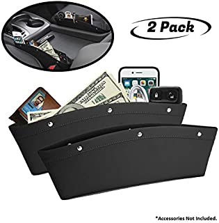 lebogner 2 Pack Car Seat Gap Filler Premium PU Full Leather Seat Console Organizer, Car Pocket Organizer, Car Interior Accessories, Car Seat Side Drop Caddy Catcher