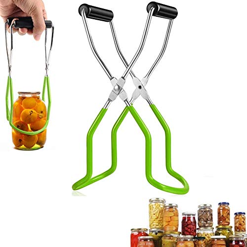 Feeke Canning Jar Lifter Tongs,Stainless Steel Jar Lifter, Anti-Slip Wide-Mouth Clip (Green)