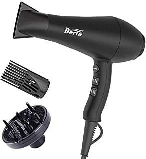 1875W Ionic Hair Dryer with Diffuser, Professional Powerful Fast Dry Blow Dryer with Concentrator Attachments, Adjustable 3 Heat & 2 Speed