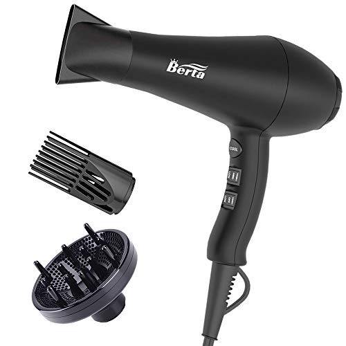 1875W Ionic Hair Dryer with Diffuser, Professional Powerful Fast Dry Blow Dryer with Concentrator Attachments, Adjustable 3 Heat & 2 Speed