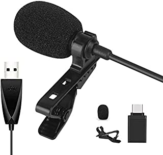 USB Lavalier Lapel Microphone, ZAFFIRO Clip-on USB Computer Microphone Plug & Play Omnidirectional Mic for PC, Laptop, Mac, PS4. Perfect for Video Recording,Skype, Streaming, Podcasting