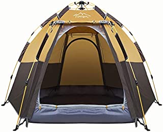 Toogh 3-4 Person Camping Tent Backpacking Tents Hexagon Waterproof Dome Automatic Pop-Up Outdoor Sports Tent Camping Sun Shelters Provide Top Rainfly, Advanced Venting Design