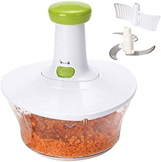 Brieftons Express Food Chopper: Large 6.8-Cup, Quick & Powerful Manual Hand Held Chopper / Mixer to Chop Fruits, Vegetables, Herbs, Onions for Salsa, Salad, Pesto, Hummus, Guacamole, Coleslaw, Puree