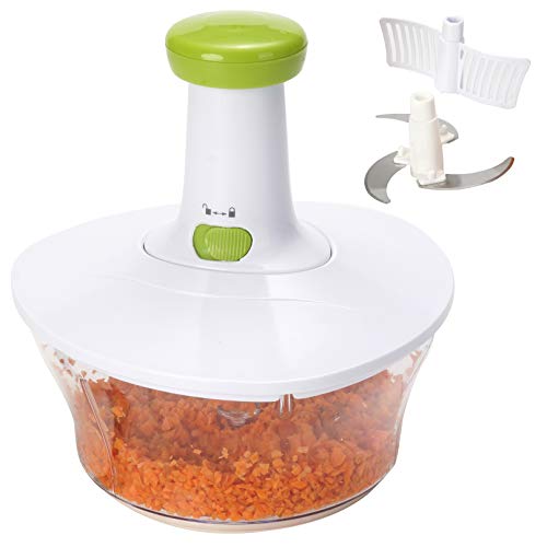 Brieftons Express Food Chopper: Large 6.8-Cup, Quick & Powerful Manual Hand Held Chopper / Mixer to Chop Fruits, Vegetables, Herbs, Onions for Salsa, Salad, Pesto, Hummus, Guacamole, Coleslaw, Puree