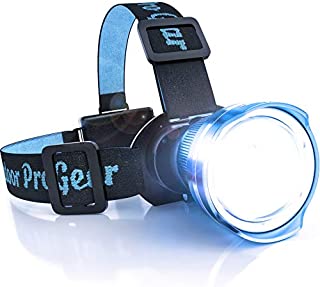 Outdoor Pro Gear Lighthouse Beacon 1000 LED Headlamp - 1 Tool 1000 Jobs - Camping Hunting Fishing Running Caving Hiking Search and Rescue - Rugged Zoomable Super Bright Head Lamp Spotlight (Blue)