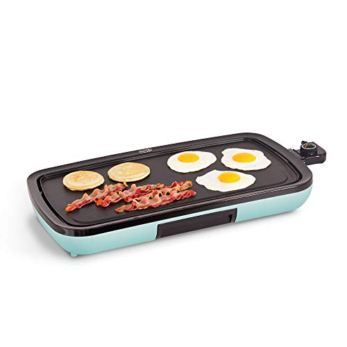 DASH DEG200GBAQ01 Everyday Nonstick Electric Griddle for Pancakes, Burgers, Quesadillas, Eggs & other on the go Breakfast, Lunch & Snacks with Drip Tray + Included Recipe Book, 20in, Aqua