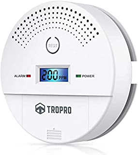 Combination Smoke Detector and Carbon Monoxide Detector Alarm, TROPRO Photoelectric Fire CO Detector Alarm Battery Operated with Digital Display for Home Bedroom, Complies with UL 217 & UL2034