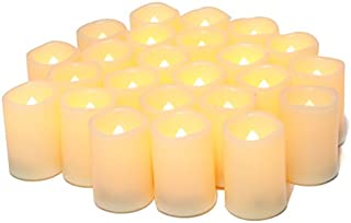 Flameless Flickering Votive Tea Lights Candles Bulk Battery Operated Set of 24 Fake Candles/Flickering Tealights LED Candle for Garden Wedding,Party, Christmas Decorations etc (Batteries Included)