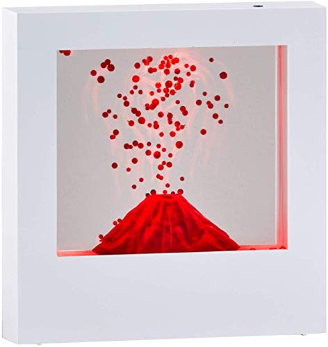 Adesso SL3983-22 Simplee Volcano Novelty LED Mood Box for Table or Hanging Mount, Gallery Wall Lighting, Red Lava, Battery or USB Powered, ETL Listed, 8 Feet, White Frame