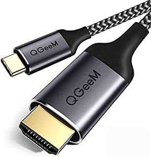 USB C to HDMI Cable, QGeeM USB Type C to HDMI Cable 6ft 4K@60Hz Braided Cable Adapter (Thunderbolt 3 Compatible) Compatible with MacBook Pro 2020/2019,iPad Pro,Surface,XPS 13/15,Galaxy S20 and More