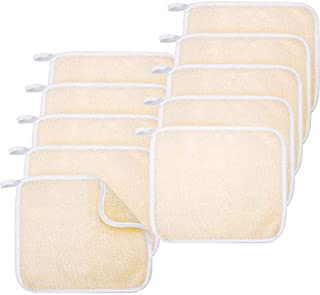 Exfoliating Face and Body Wash Cloths Towel 10 Pieces Soft Weave Bath Cloth 2 Sides Exfoliating Scrub Cloth Massage bath Cloth for Women and Man (Beige and White)