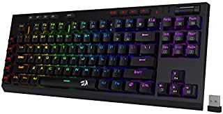 Redragon K596 Vishnu 2.4G Wireless/Wired RGB Mechanical Gaming Keyboard, 87 Keys TKL Compact Keyboard with 3000 mAh Battery, 10 Onboard Macro Keys & Wrist Rest, 10H Play Time, Red Switches