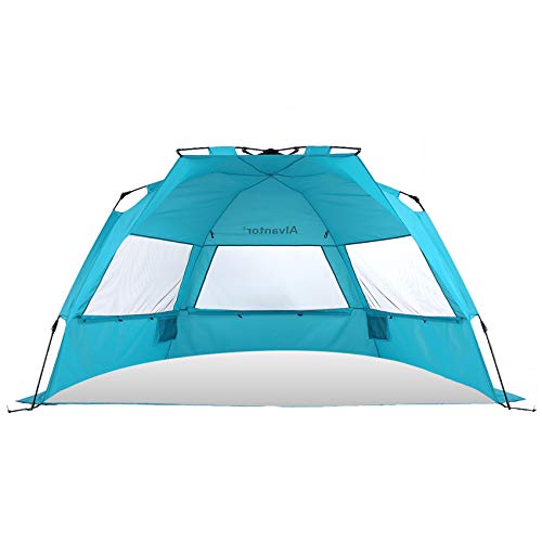 Alvantor Beach Tent Super Bluecoast Beach Umbrella Outdoor Sun Shelter Cabana Pop-Up UPF 50+ Sun shade Portable Camping Fishing Hiking Canopy Light Weight Windproof Stable (HUB PATENT PENDING) 7010V