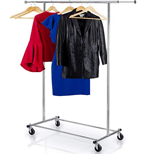 Clothes Rack Heavy Duty Commercial Grade (Chrome) Clothes Rail for Clothing, Garment Rack Adjustable Clothing Rack, Clothing Rail 200 LBS Capacity