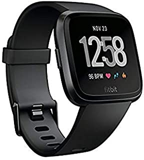 Fitbit Versa Smart Watch, Black/Black Aluminium, One Size (S & L Bands Included)