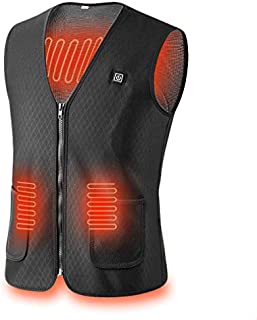 Heated Vest, USB Charging Electric Heated Jacket for Women Men Outdoor Motorcycle Riding Golf Hunting, Washable and Lightweight (Black-XL)