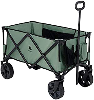 Woods Outdoor Collapsible Wagon | Heavy Duty Folding Utility Wagon | All-Terrain Wheels | 225 lbs Capacity | Sea Spray