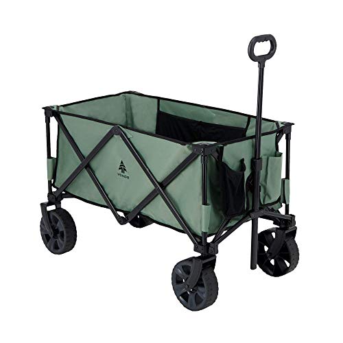 Woods Outdoor Collapsible Wagon | Heavy Duty Folding Utility Wagon | All-Terrain Wheels | 225 lbs Capacity | Sea Spray