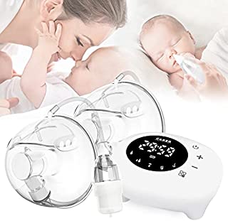 Wearable Breast Pump Electric Breast Pump with Baby Nasal Aspirator Silent Breastpump Double Hands Free Breast Pump with 5 Modes 7 Levels,Automatic Breast Pump with Massage Mode Portable Breast Pump