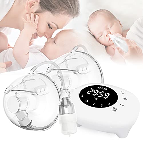 Wearable Breast Pump Electric Breast Pump with Baby Nasal Aspirator Silent Breastpump Double Hands Free Breast Pump with 5 Modes 7 Levels,Automatic Breast Pump with Massage Mode Portable Breast Pump