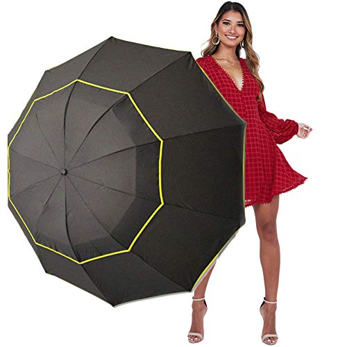 Kalolary 62 Inch Extra Oversize Large Compact Golf UmbrellaDouble Canopy Vented Windproof Waterproof Stick Umbrellas for women & men