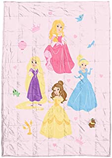 Disney Princess Paper Cut Weighted Blanket 4.5 lbs - Measures 36 x 48 inches, Kids Bedding Features Aurora, Cinderella, Belle, & Rapunzel - Fade Resistant Super Soft Velboa - (Official Disney Product)