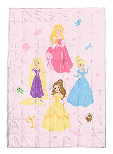 Disney Princess Paper Cut Weighted Blanket 4.5 lbs - Measures 36 x 48 inches, Kids Bedding Features Aurora, Cinderella, Belle, & Rapunzel - Fade Resistant Super Soft Velboa - (Official Disney Product)