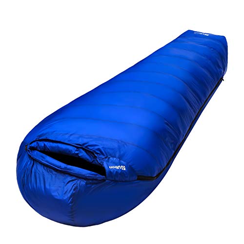 Ubon Extreme 15 Degree F 650 Fill Power Down Sleeping Bag for Adults with ClusterLoft Base, Lightweight Waterproof Mummy Sleeping Bag Camping Backpacking Hiking Blue