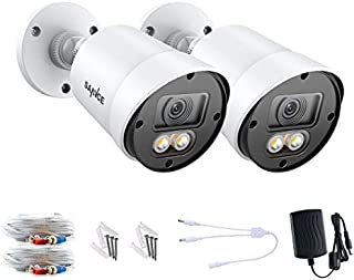 SANNCE 2 Pack 1080P Full Colorful Night Vision CCTV Camera, 2.0MP HD-TVI Wide Angle Bullet Security Camera with 2 Warm Lights Built-in, Indoor and Outdoor Use, 100ft Clear Full Color Night Vision