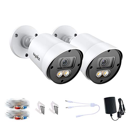 SANNCE 2 Pack 1080P Full Colorful Night Vision CCTV Camera, 2.0MP HD-TVI Wide Angle Bullet Security Camera with 2 Warm Lights Built-in, Indoor and Outdoor Use, 100ft Clear Full Color Night Vision